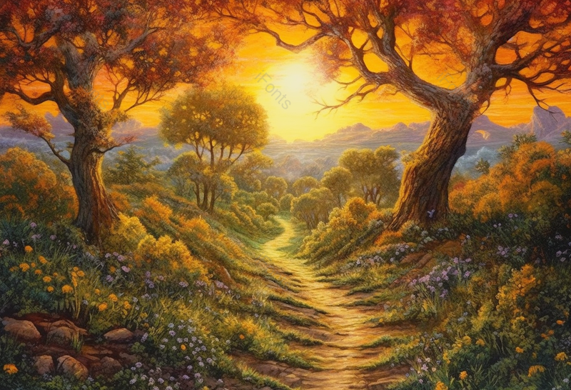 春季树林小路阳光自然风景,插画/手绘图,插画/手绘图库,插画/手绘图下载,插画/手绘